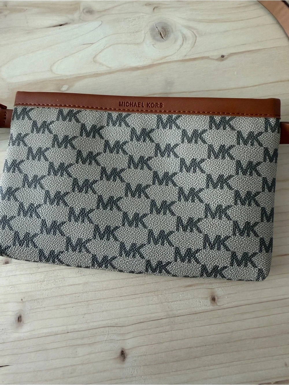 Michael Kors Tan & Gray Logo Belt Pouch